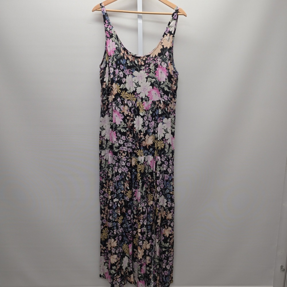 Saltwater Luxe Black Floral Sleeveless Tiered Maxi Dress L S2304-W415-MUL